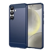 Etui silikonowe Carbon Case na Samsung Galaxy S25 Edge - niebieskie