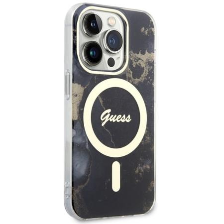 Guess GUHMP14LHTMRSK iPhone 14 Pro 6.1" schwarz/schwarz Hardcase Golden Marble MagSafe