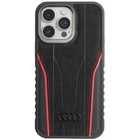 Audi Genuine Leather case with MagSafe for iPhone 14 Pro - black and red