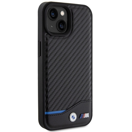 Etui BMW Leather Carbon na iPhone 15 - czarne