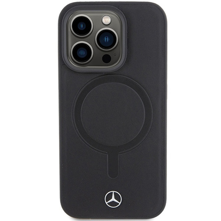 Mercedes Smooth Leather MagSafe case for iPhone 15 Pro Max - black