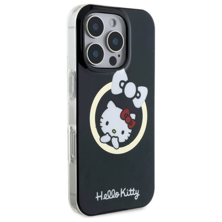 Original Case IPHONE 16 PRO MAX Hello Kitty Hardcase IML Fun Bow MagSafe (HKHMP16XHFLBK) black