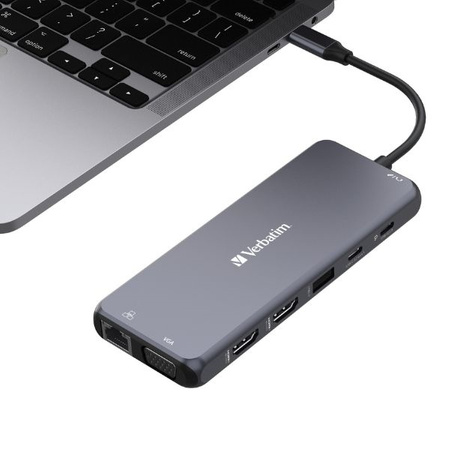 Verbatim Adapter Hub USB-C - 2xHDMI/VGA/ Eternet/5xUSB-A/Jack 3.5mm/2xUSB-C/SD/microSD aluminium/aluminum 32154