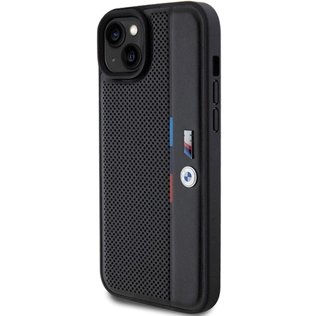 Etui BMW Perforated Tricolor Line na iPhone 15 Plus / 14 Plus - czarne