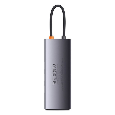 Baseus Metal Gleam Series stacja dokująca HUB 7 w 1 USB Typ C - 2 x HDMI /  3 x USB 3.2 Gen. 1 / 1 x Power Delivery / 1 x RJ-45 Ethernet szary (WKWG040113)