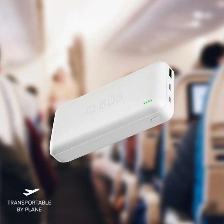 Powerbank SBS TTBB20000PD20W 20000 mAh 20W Power Delivery with MicroUSB, USB-C, USB-A - white