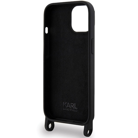 Karl Lagerfeld KLHCP15SSCBSKNK iPhone 15 6.1&quot; hardcase black/black Crossbody Silicone Ikonik