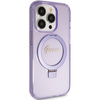 Guess Ring Stand Script Glitter MagSafe case for iPhone 15 Pro - purple