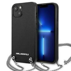 Original Handyhülle IPHONE 13 MINI Karl Lagerfeld Hardcase Leather Textured And Chain (KLHCP13SPMK) schwarz