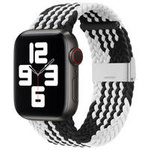 Strap Fabric replacement band strap for Watch 6 / 5 / 4 / 3 / 2 (44mm / 42mm) braided cloth bracelet black-white