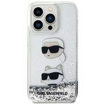 Original Handyhülle IPHONE 11 / XR Karl Lagerfeld Hardcase Liquid Glitter Karl & Choupette Heads (KLHCN61LDHKCNS) silber