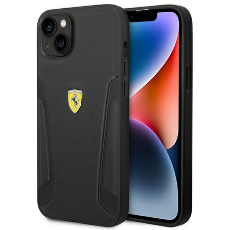 Ferrari nakładka do iPhone 14 Plus 6,7" FEHCP14MRBUK czarna HC Leather Stamp Sides