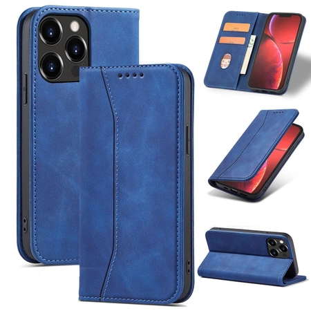 Magnet Fancy Case case for iPhone 14 Pro Max cover with flip wallet stand blue