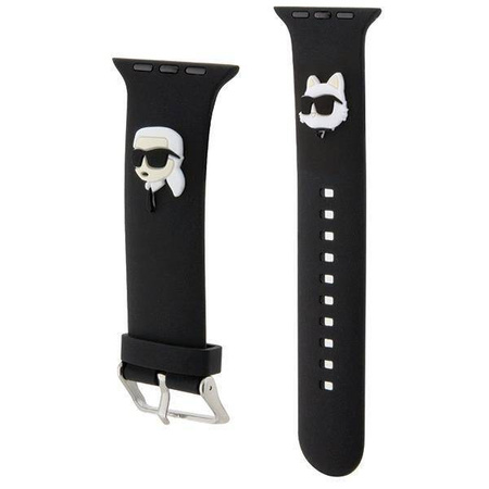 Strap for APPLE WATCH 4 / 5 / 6 / 7 / 8 / SE / ULTRA (42 / 44 / 45 / 49 MM) Karl Lagerfeld Strap 3D Rubber Karl&Choupette Heads (KLAWLSLKCNK) black