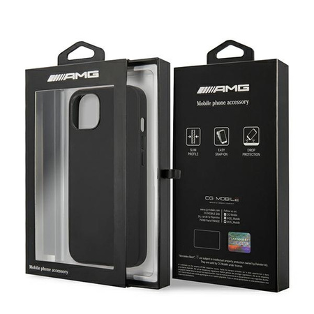 AMG AMHCP14SDOLBK iPhone 14 6.1 &quot;schwarz / schwarz Hardcase Leder Hot Stamped