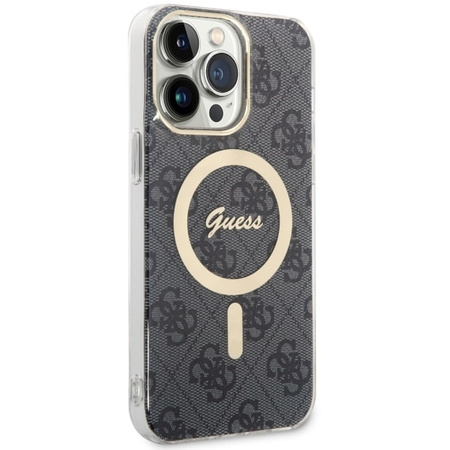 Guess nakładka do iPhone 14 Pro Max 6,7" GUHMP14XH4STK czarna hardcase Magsafe IML 4G