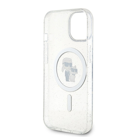 Karl Lagerfeld Karl&amp;Choupette Glitter MagSafe case for iPhone 15 - transparent