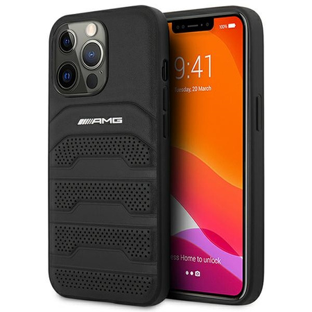 AMG AMHCP14LGSEBK iPhone 14 Pro 6,1" czarny/black hardcase Leather Debossed Lines