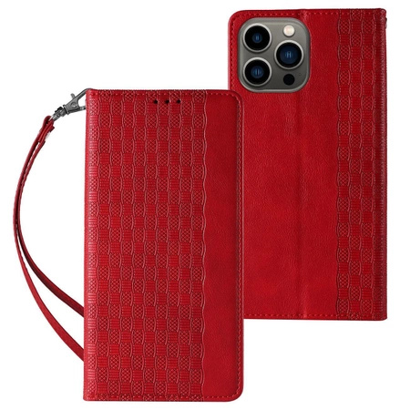 Magnet Strap Case für iPhone 14 Flip Wallet Mini Lanyard Stand rot