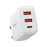 Baseus Compact szybka ładowarka sieciowa 2x USB / USB Typ C 30W 3A Power Delivery Quick Charge biały (CCXJ-E02)