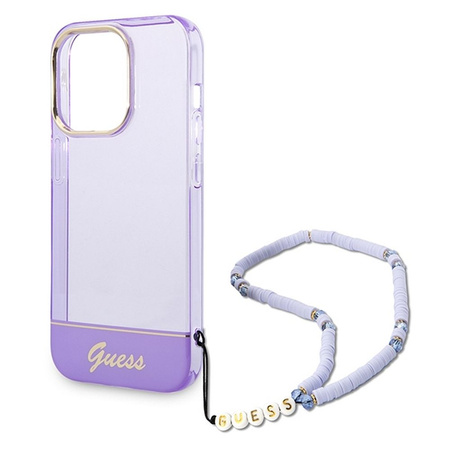 Guess Translucent Pearl Strap - Etui iPhone 14 Pro (fioletowy)