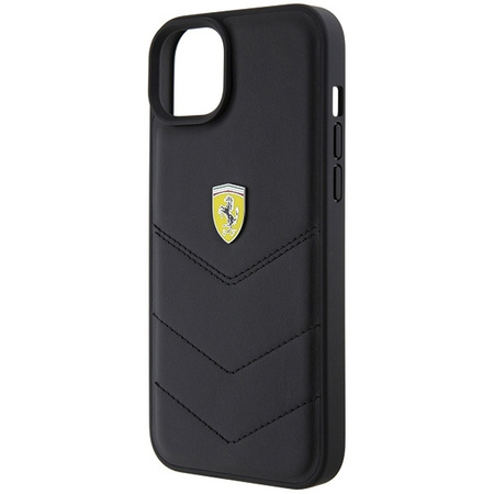 Ferrari FEHCP15MRDUK iPhone 15 Plus 6,7" schwarz/schwarzes Hardcase mit gestepptem Metalllogo