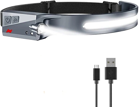 LED-Stirnlampe mit IPX4-Bewegungssensor USB-C 1200 mAh - Schwarz