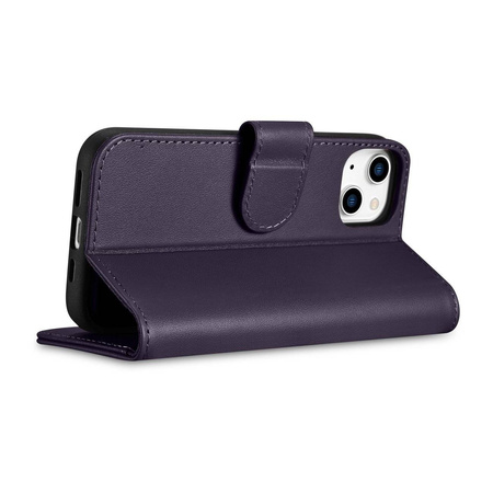 iCarer Wallet Case 2in1 case iPhone 14 Plus Leather Flip Cover Anti-RFID dark purple (WMI14220727-DP)