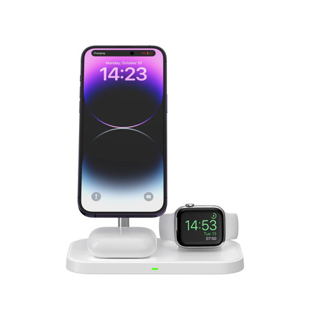 Magnetyczna Ładowarka Bezprzewodowa 3w1 15W dla Smartfonów z MagSafe, AirPods, Apple Watch Tech-Protect QI15W A22 biała