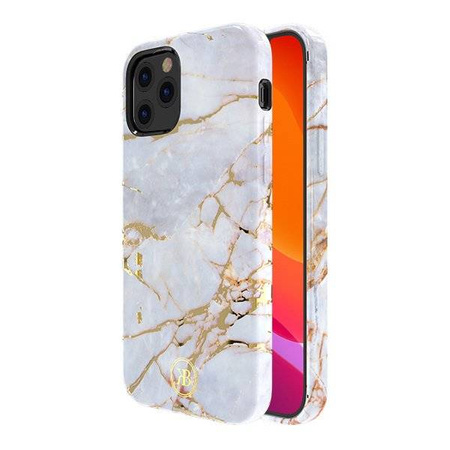 Kingxbar Marble Series eleganckie etui pokrowiec z nadrukiem marmur iPhone 12 mini białobłękitny