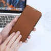 Dux Ducis Skin X2 case for iPhone 14 Pro Max case with magnetic flap brown