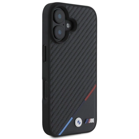 BMW M Carbon Tricolor Line MagSafe Hülle für iPhone 16 - schwarz