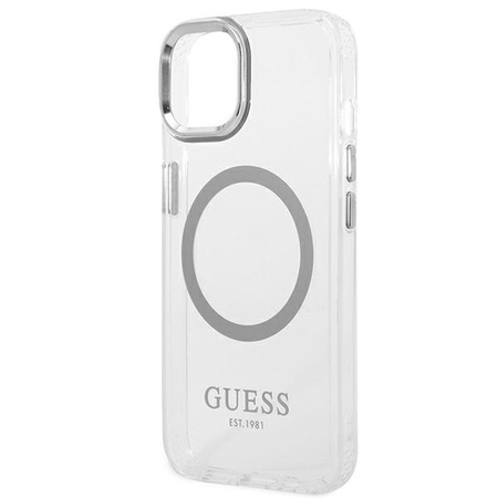 Guess Metal Outline MagSafe - Etui iPhone 14 (przezroczysty)