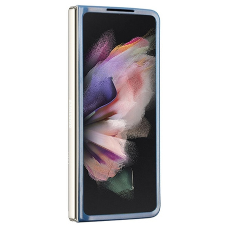 Original Handyhülle SAMSUNG GALAXY Z FOLD 5 Guess Hardcase Leather 4G Triangle Strass (GUHCZFD5P4TDPB) blau