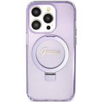 Original Handyhülle IPHONE 11 / XR Guess Hardcase Ring Stand Script Glitter MagSafe (GUHMN61HRSGSU) violett