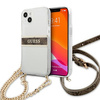 Guess GUHCP13SKC4GBGO iPhone 13 mini 5,4" Transparent hardcase 4G Brown Strap Gold Chain