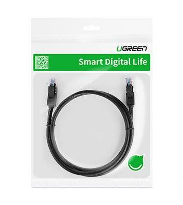 Ugreen płaski kabel przewód internetowy sieciowy Ethernet patchcord RJ45 Cat 6 UTP 1000Mbps 1 m czarny (50173 NW102)