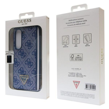 Original Case SAMSUNG GALAXY Z FOLD 5 Guess Hardcase Leather 4G Triangle Strass (GUHCZFD5P4TDPB) blue