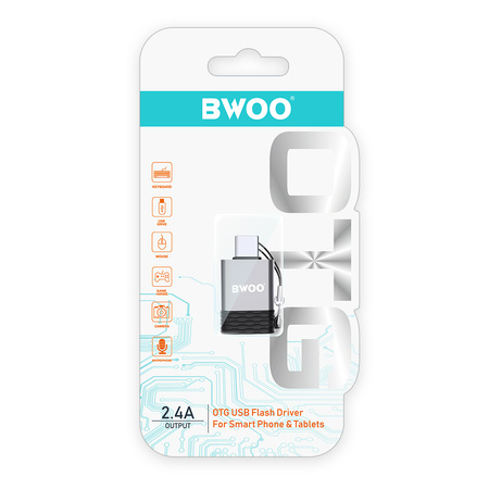 BWOO adapter BZ-35 USB - USB-C szary OTG