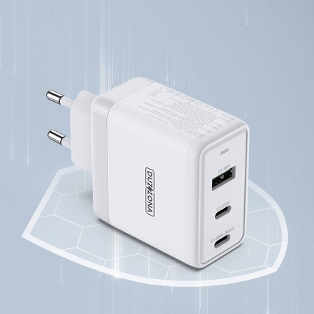 Duzzona 3-Port GaN Ladegerät 2 x USB Typ C + USB 65W PD QC3.0 weiß (T1)