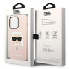 Original Handyhülle IPHONE 14 PRO Karl Lagerfeld Hardcase Silicone Karl`s Head MagSafe (KLHMP14LSLKHLP) rosa