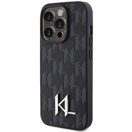 Karl Lagerfeld nakładka do iPhone 15 Pro Max 6,7" KLHCP15XPKLPKLK czarna HC Hot Stamp Monogram KL Metal Logo