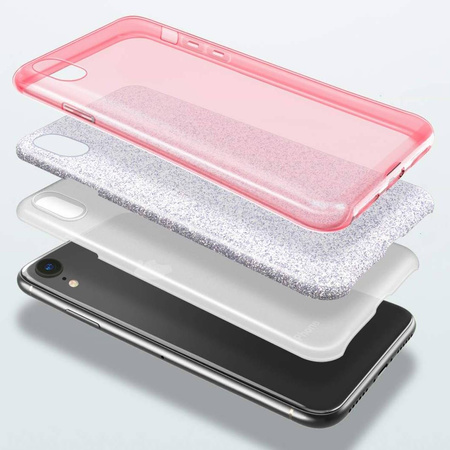 Etui IPHONE 12 MINI Brokat Glitter różowe