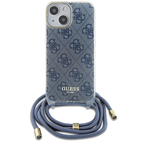 Guess Crossbody Cord 4G Print Case for iPhone 15/14/13 - Blue