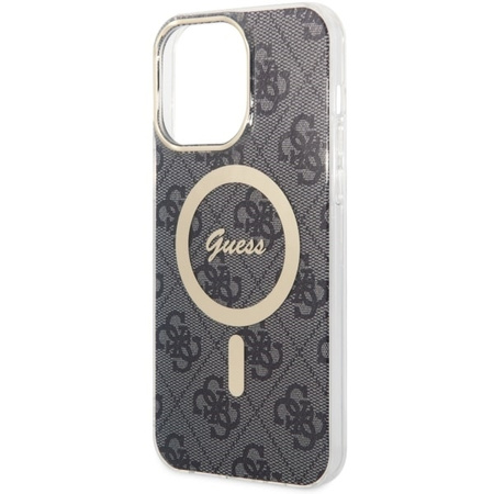 Guess nakładka do iPhone 14 Pro Max 6,7" GUHMP14XH4STK czarna hardcase Magsafe IML 4G