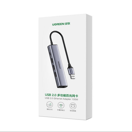 Ugreen multifunctional adapter HUB USB 3.0 - 3 x USB / Ethernet RJ-45 / USB Type C PD gray (CM475)