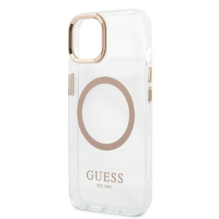 Guess GUHMP13MHTRMD iPhone 13 6,1" złoty/gold hard case Metal Outline Magsafe