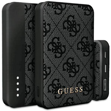 Guess Powerbank 15W GUPB5LP4GEGK 5000mAh czarny/black 4G Leather Metal Logo