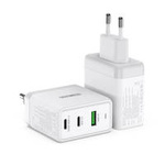 Duzzona 3-port GaN charger 2 x USB Type C + USB 65W PD QC3.0 white (T1)