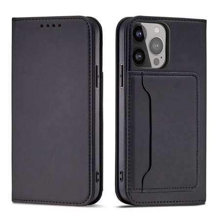 Magnetkartenhülle für iPhone 13 Pro Max Tasche Kartenetui Kartenhalter Schwarz